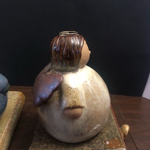 Vintage Kirklands Potters Garden Snowman And Angel Pottery Stocking Hangers - Picture 11 of 12